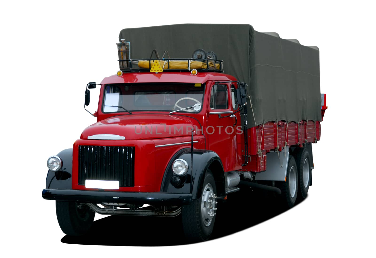 old truck on a white background