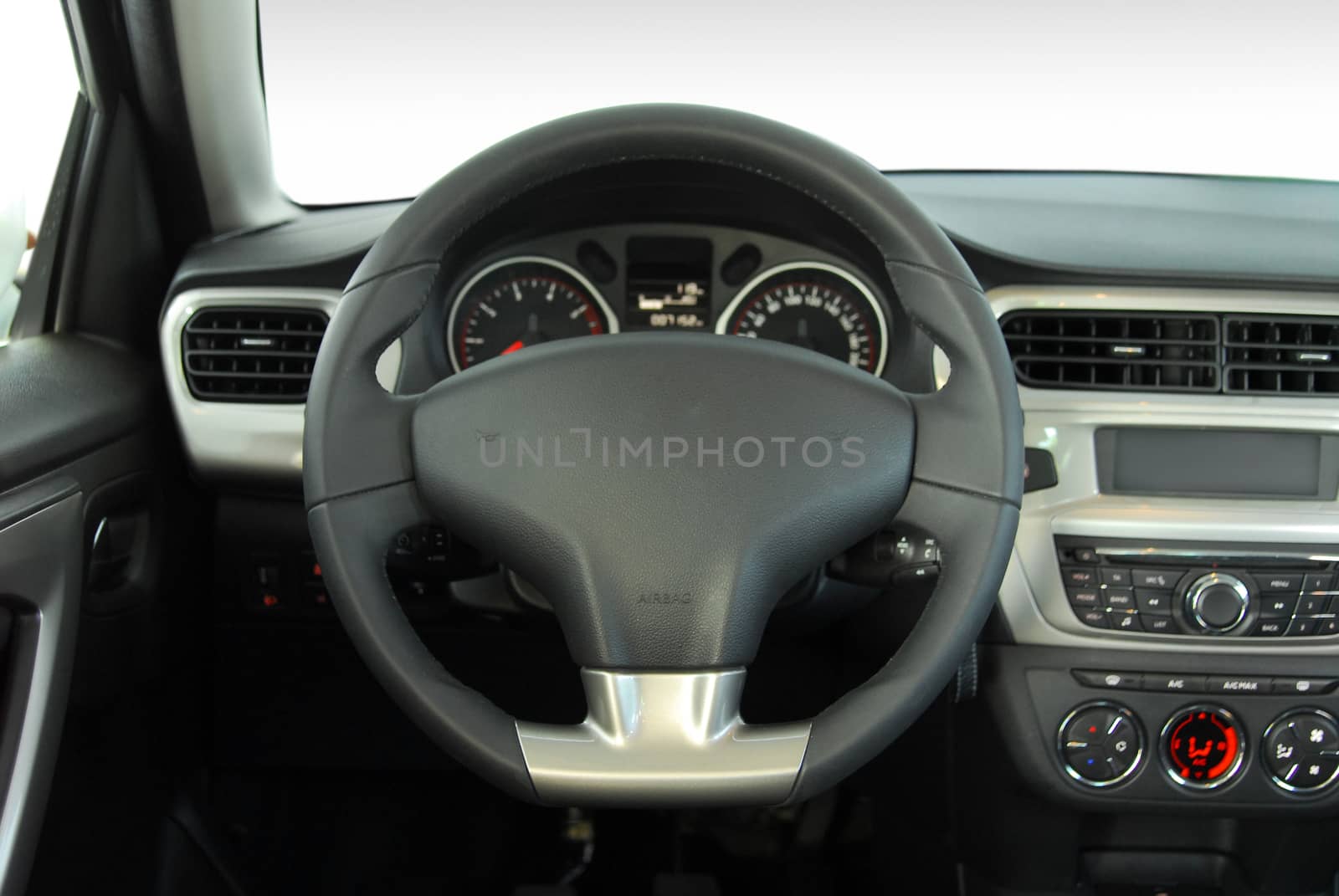 steering wheel in the new modern car