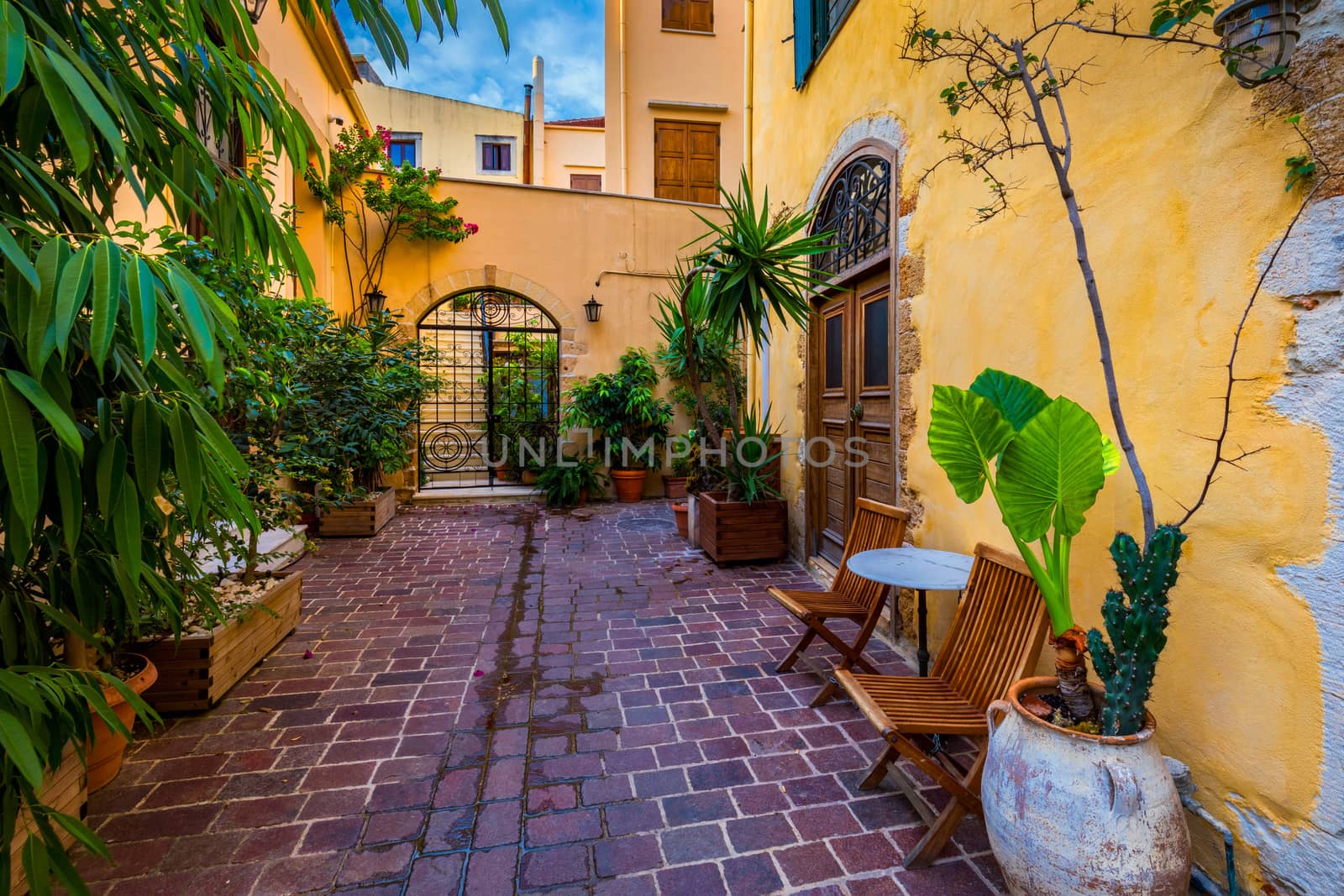 Street in the old town of Chania, Crete, Greece. Charming streets of Greek islands, Crete. Beautiful street in Chania, Crete island, Greece. Summer landscape. Chania old street of Crete island Greece.