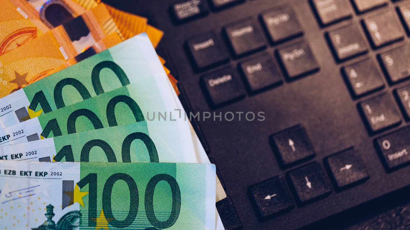 Euro money, Euro cash background. Banknotes of the european union. Euro cash. Many Euro banknotes of different values. 