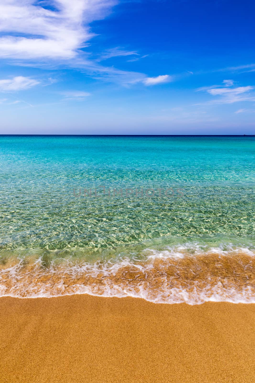 Beautiful turquoise beach Falasarna (Falassarna) in Crete, Greece. View of famous paradise sandy deep turquoise beach of Falasarna (Falassarna) in North West, Crete island, Greece.