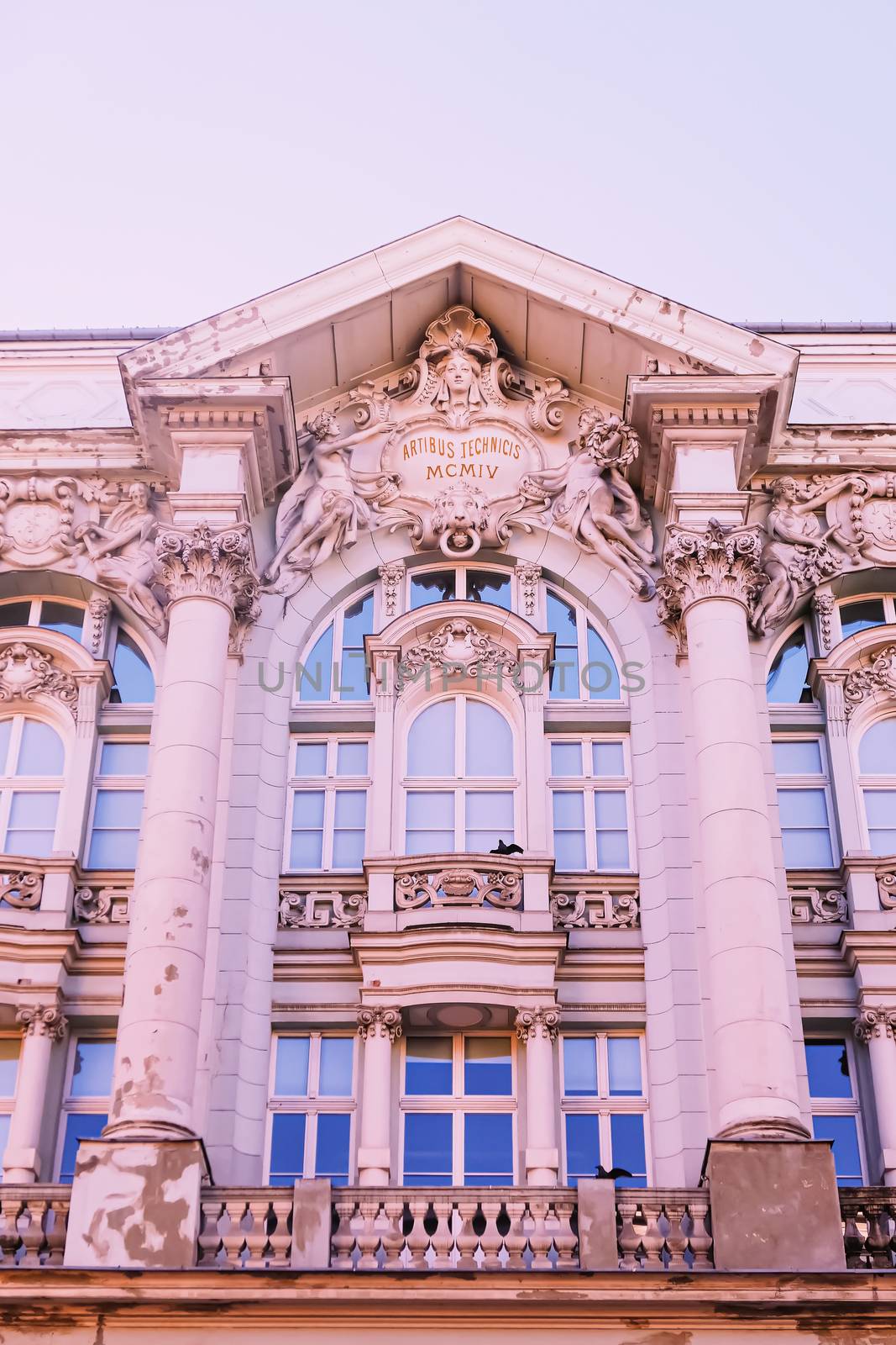 Exterior facade of classic building in the European city, architecture and design by Anneleven