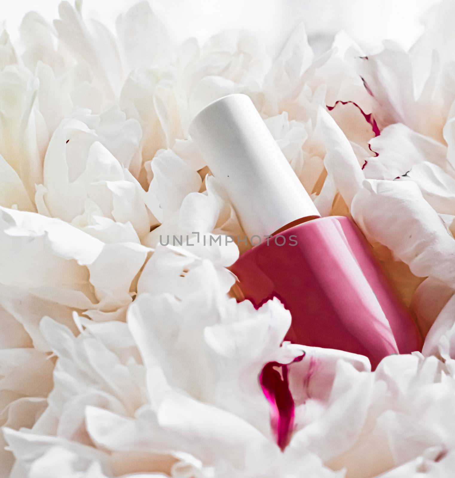 Nail polish bottles on floral background, french manicure and cosmetic branding by Anneleven