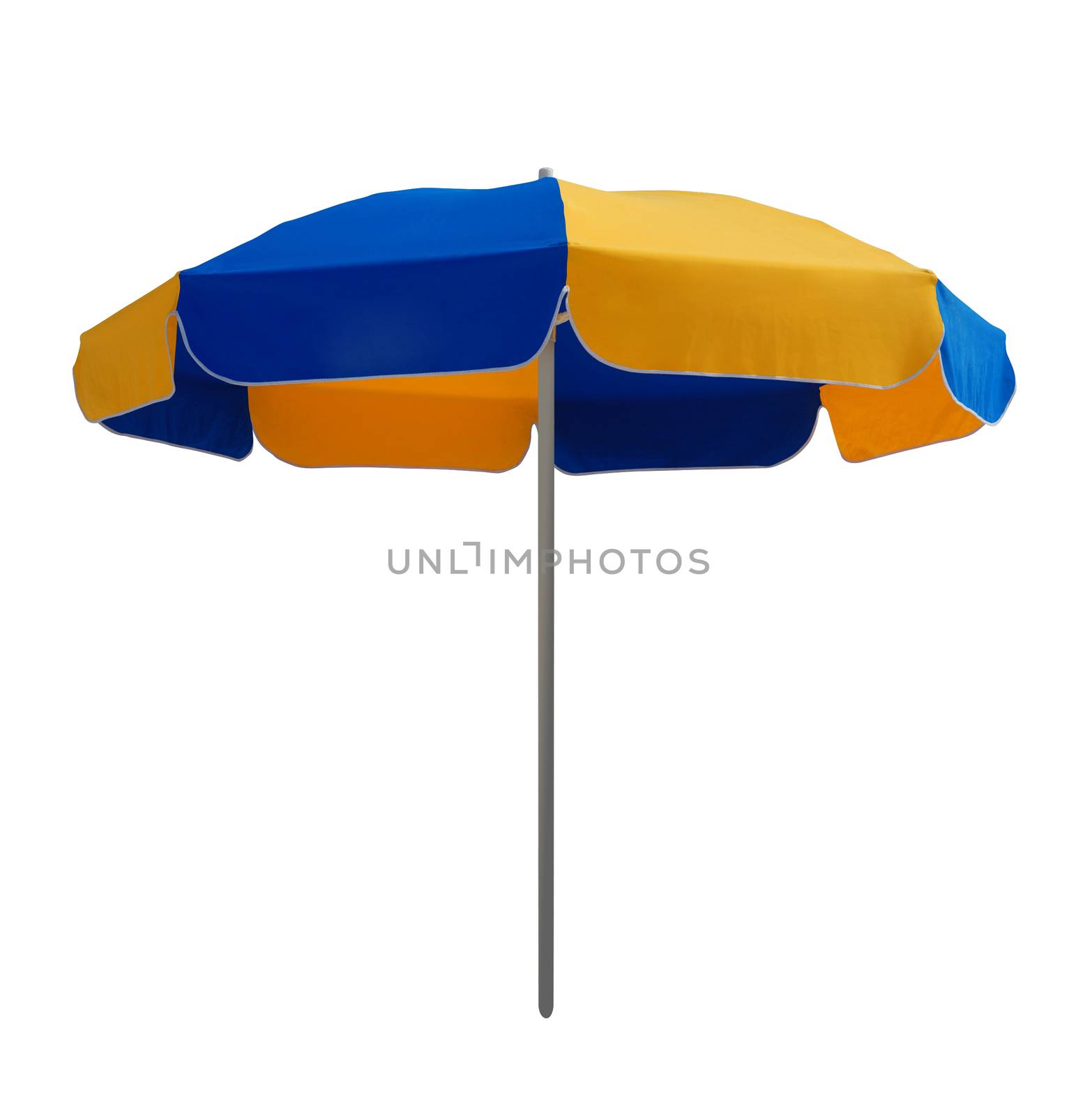 Beach umbrella isolated on white. Clipping path included.