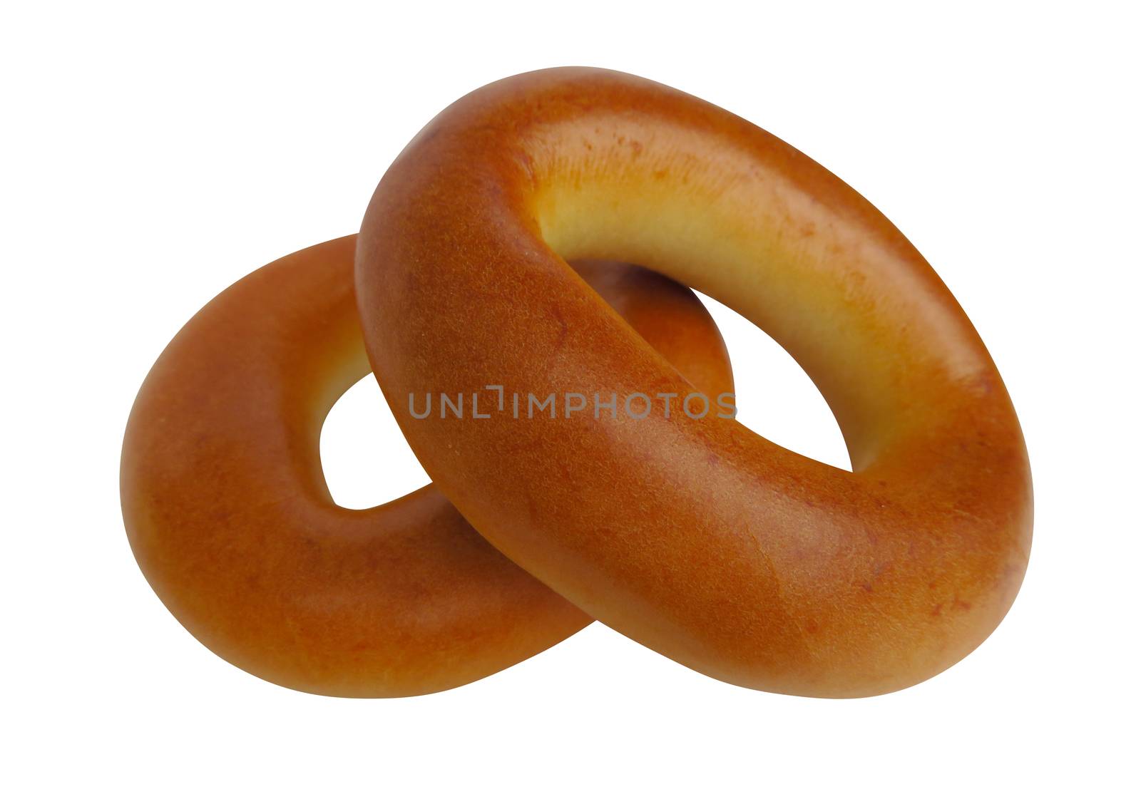 Freshly baked bagels, isolated on white background. Clipping Path included.