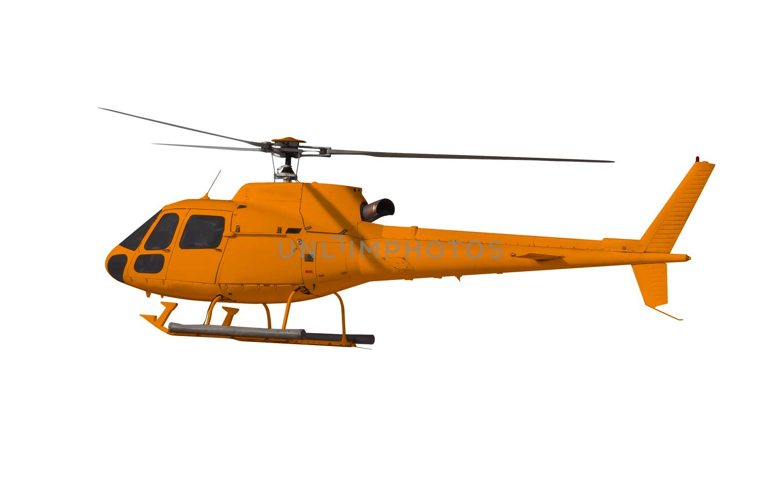 Orange helicopter isolated on white. Photo with clipping path.