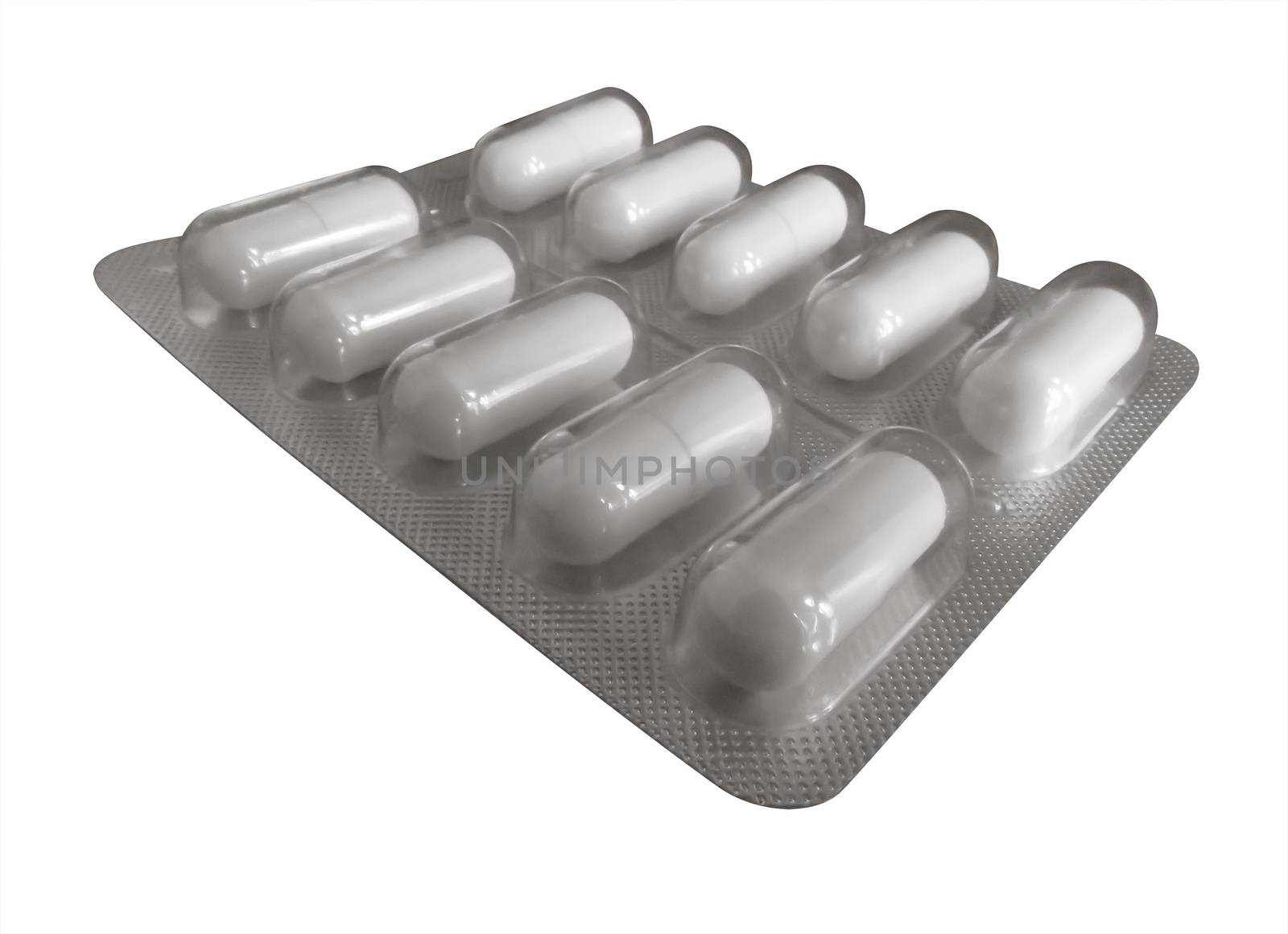 Pack of pills isolated on white background. Clipping Path included.