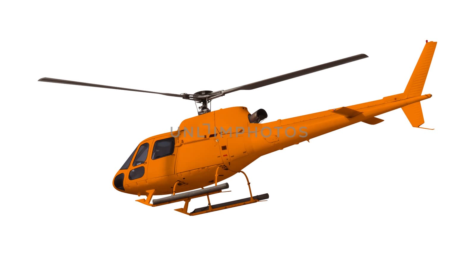 Orange helicopter isolated on white. Photo with clipping path.