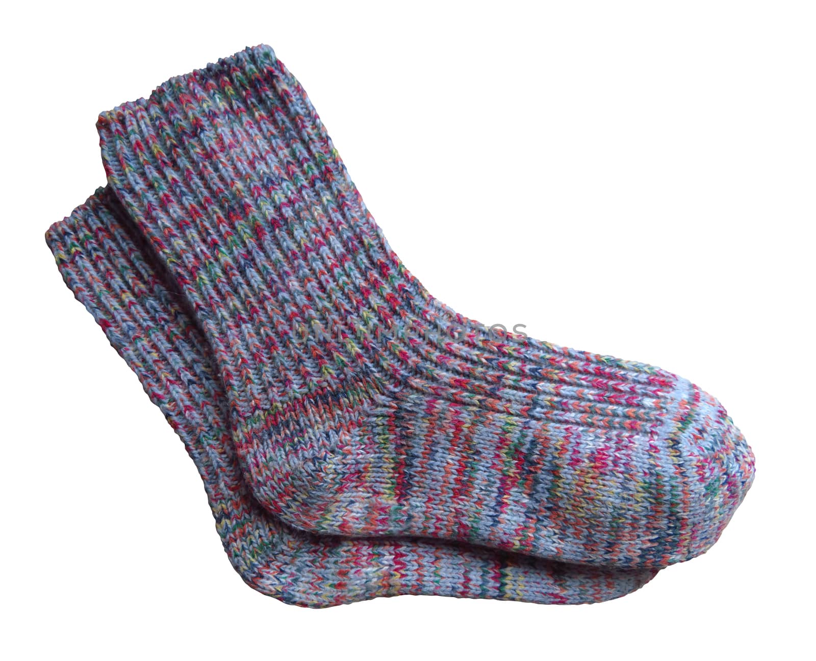 Pair of woolen socks isolated on white background. Clipping Path included.