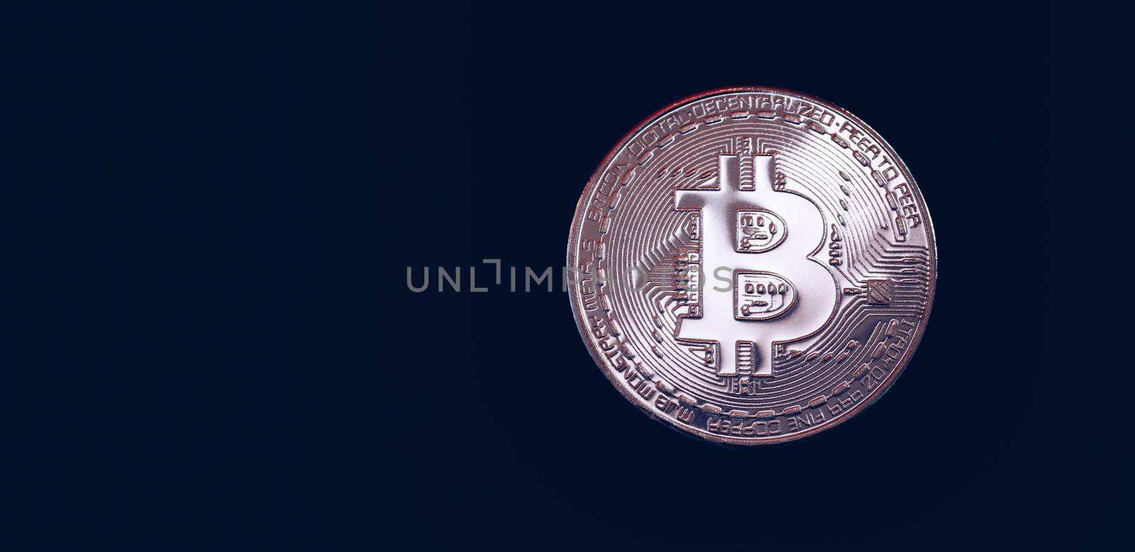 Crypto currency golden coin with bitcoin symbol on isolated on black background. Bitcoin Coin on black background. Bitcoin cryptocurrency.  Cryptocurrency Coin Concept.