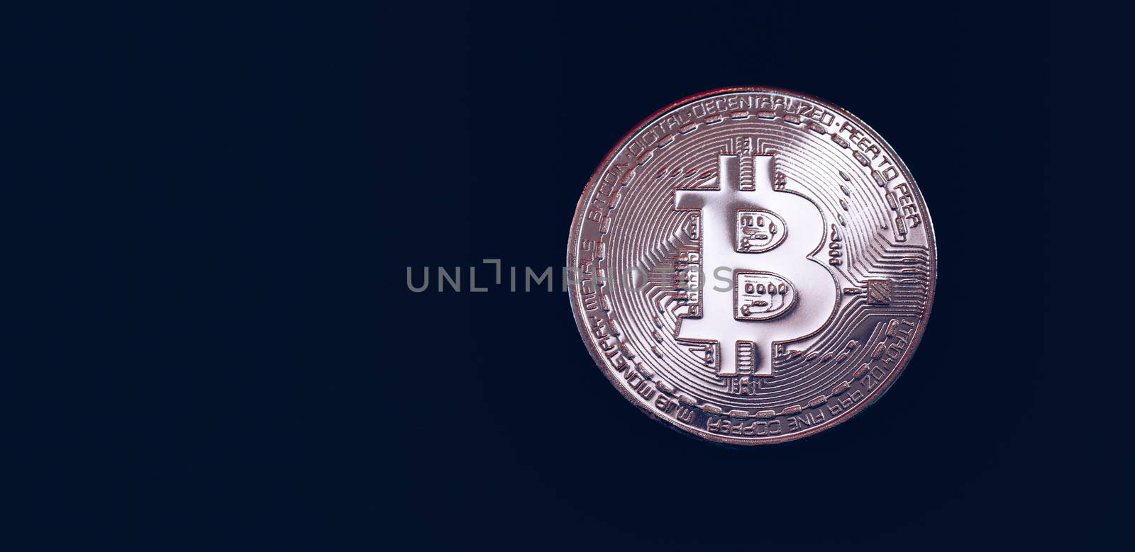 Crypto currency golden coin with bitcoin symbol on isolated on black background. Bitcoin Coin on black background. Bitcoin cryptocurrency.  Cryptocurrency Coin Concept.