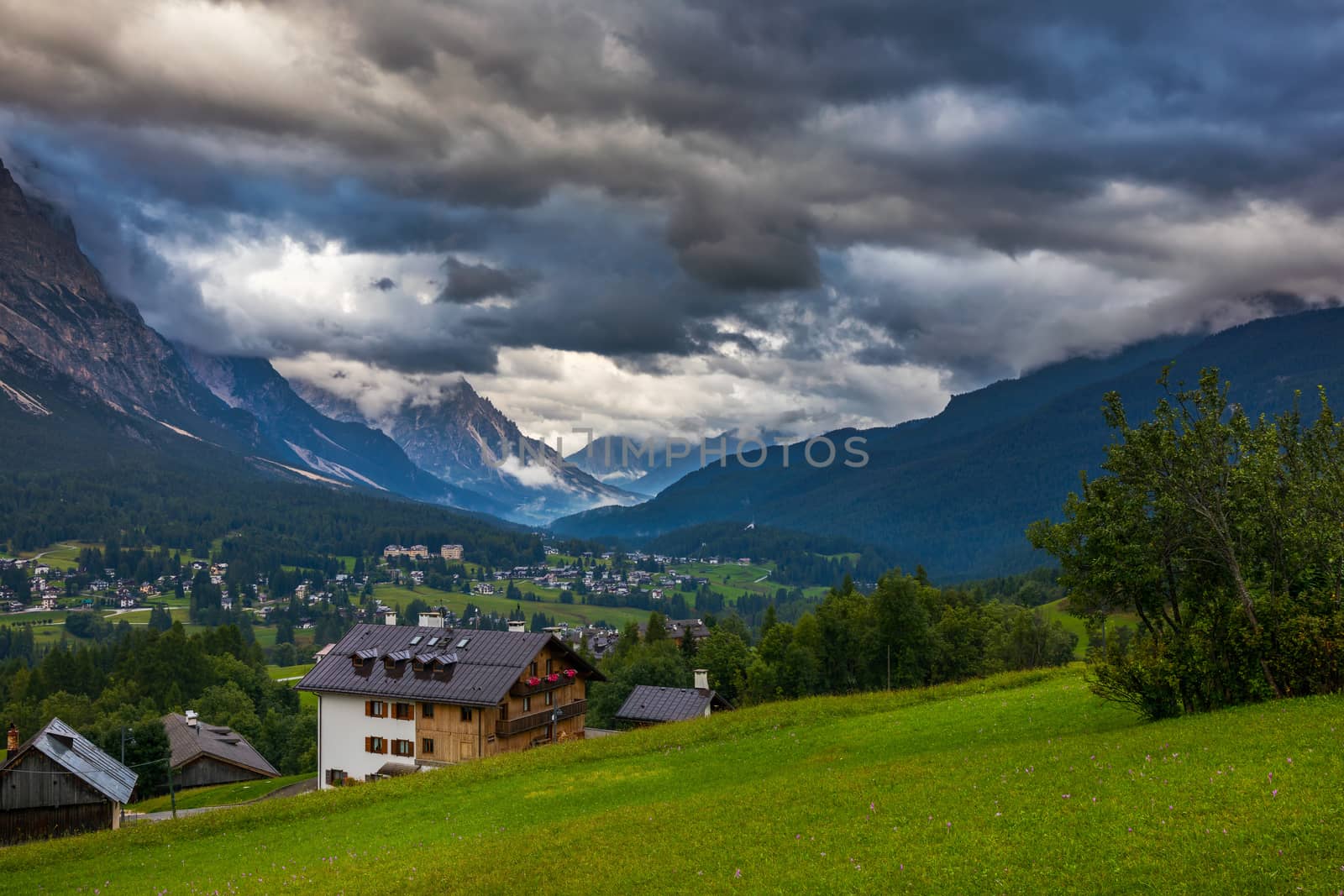 Imressive Dolomites mountains and traditional villages. North of Italy