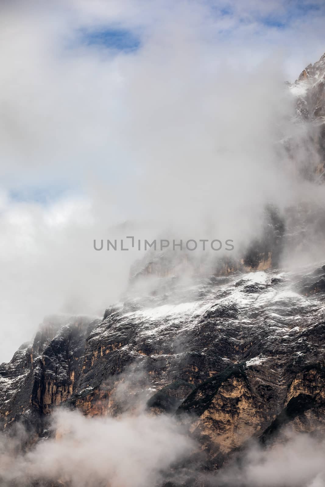 Alpine landscape with Monte Antelao peaks in the Dolomites, Italy, Europe