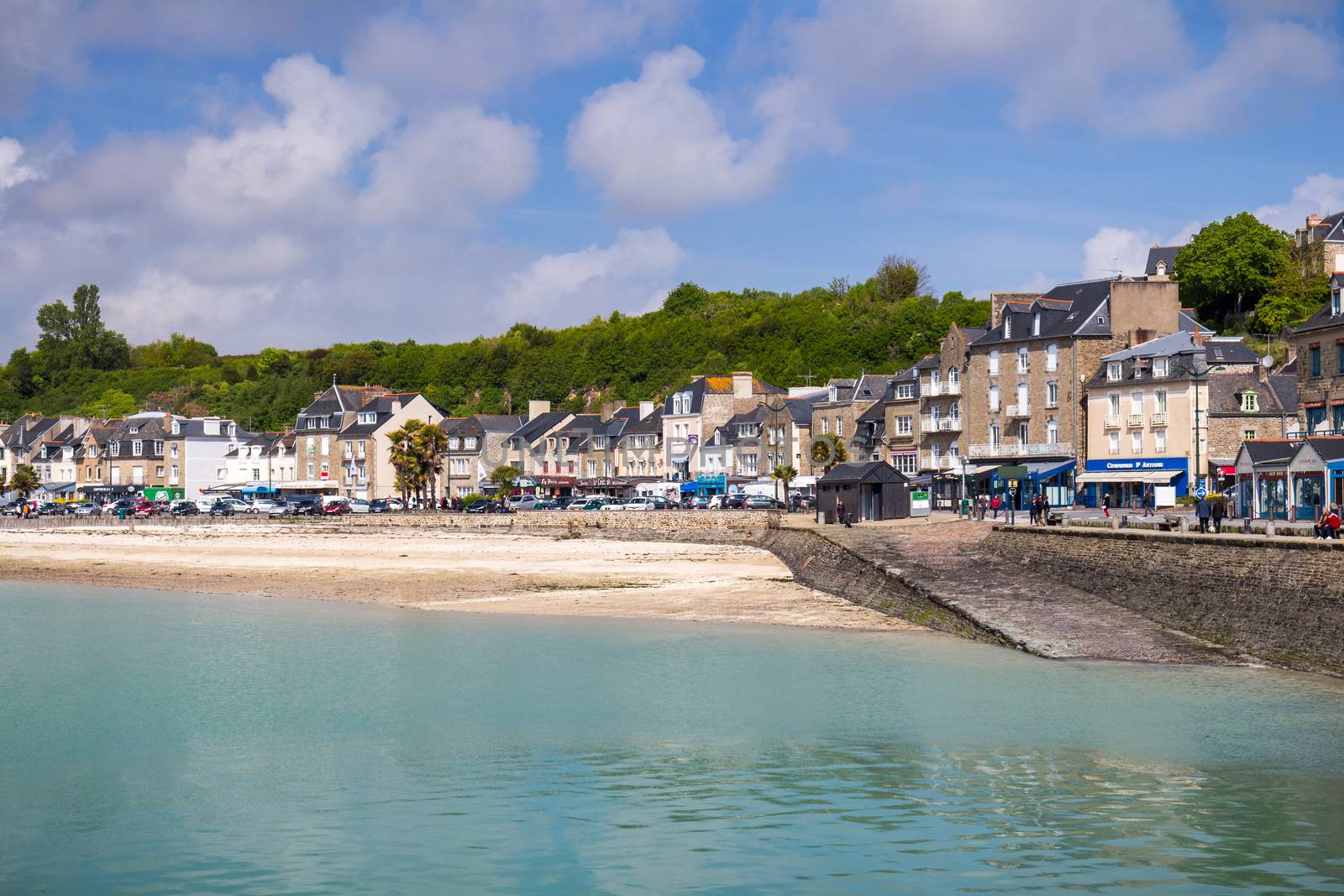 Panoramic view of Cancale, located on the coast of the Atlantic Ocean on the Baie du Mont Saint Michel, in the Brittany region of Western France