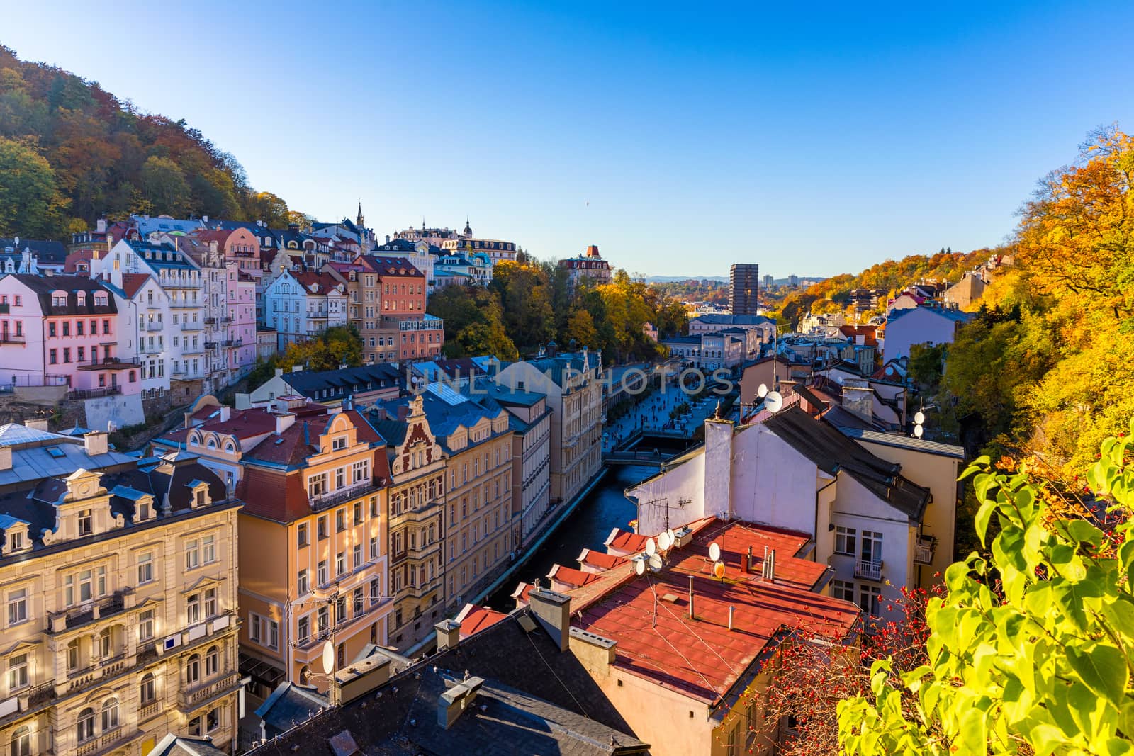 Autumn view of old town of Karlovy Vary (Carlsbad), Czech Republic, Europe