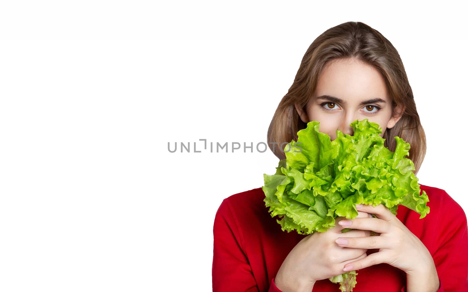 Lovely girl holding lettuce  by ViktoriiaPav