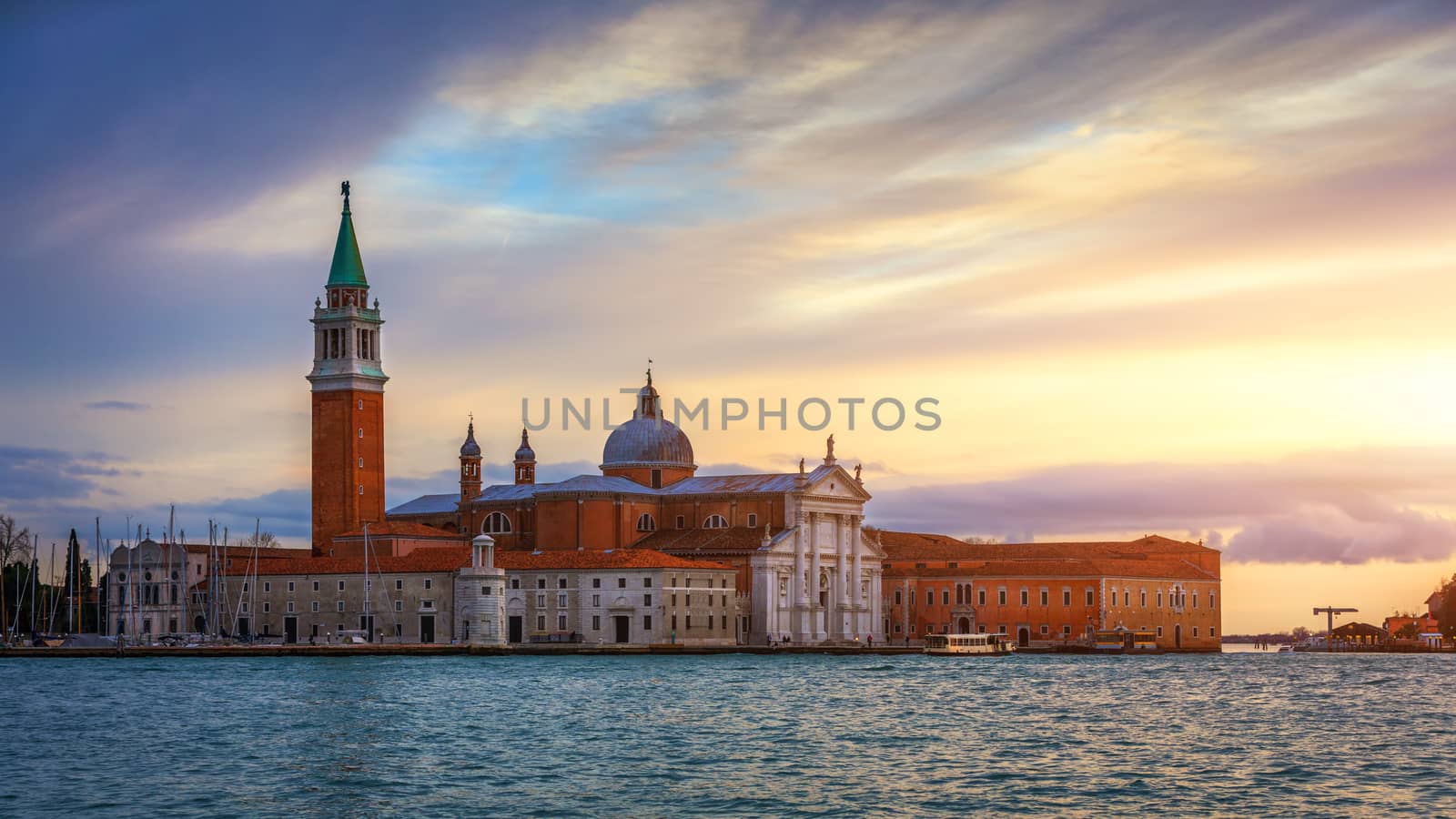 Venice looking over to San Giorgio Maggiore from near St Mark's Square in Italy. Venice Canal Grande with San Giorgio Maggiore church, Venice, Italy
