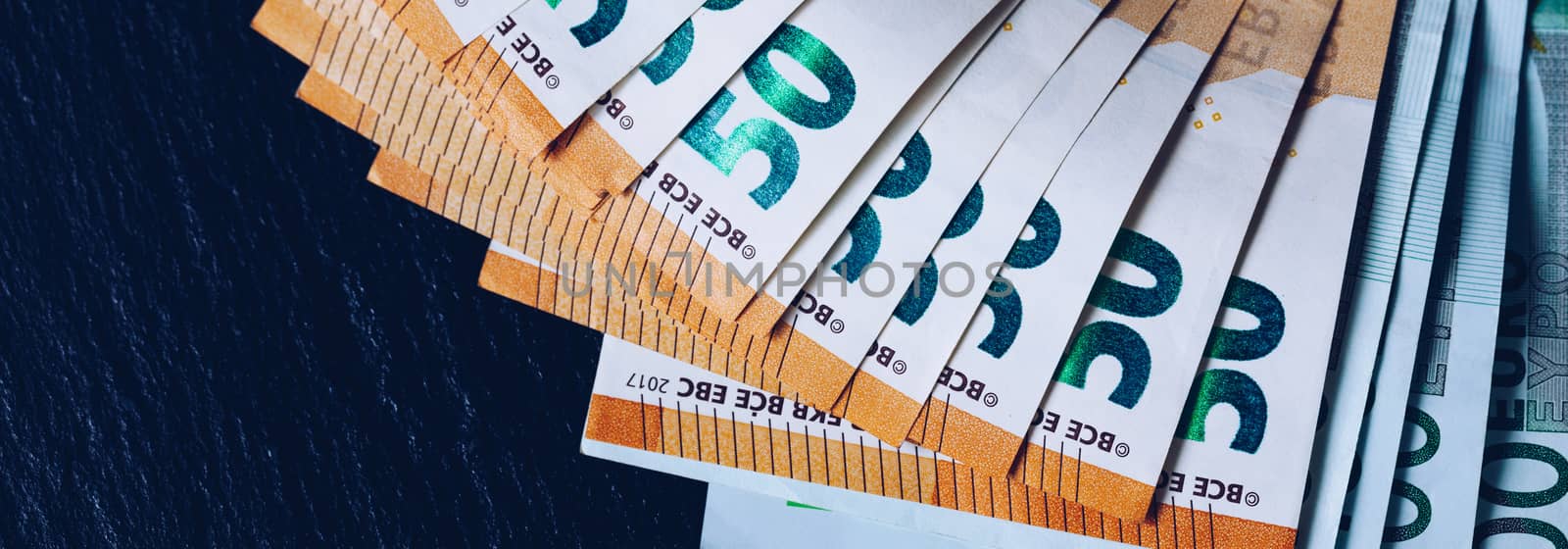 Euro money, Euro cash background. Banknotes of the european union. Euro cash. Many Euro banknotes of different values. 