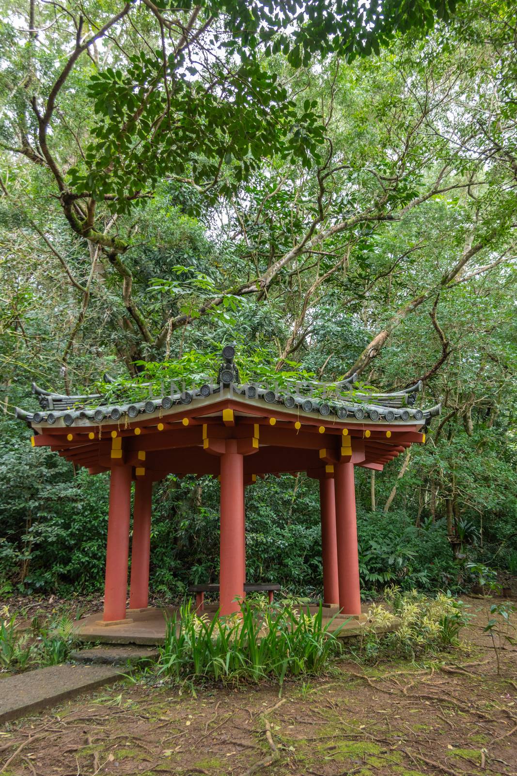 Meditation pavilion outside Byodo-in Buddhist temple in Kaneohe, by Claudine