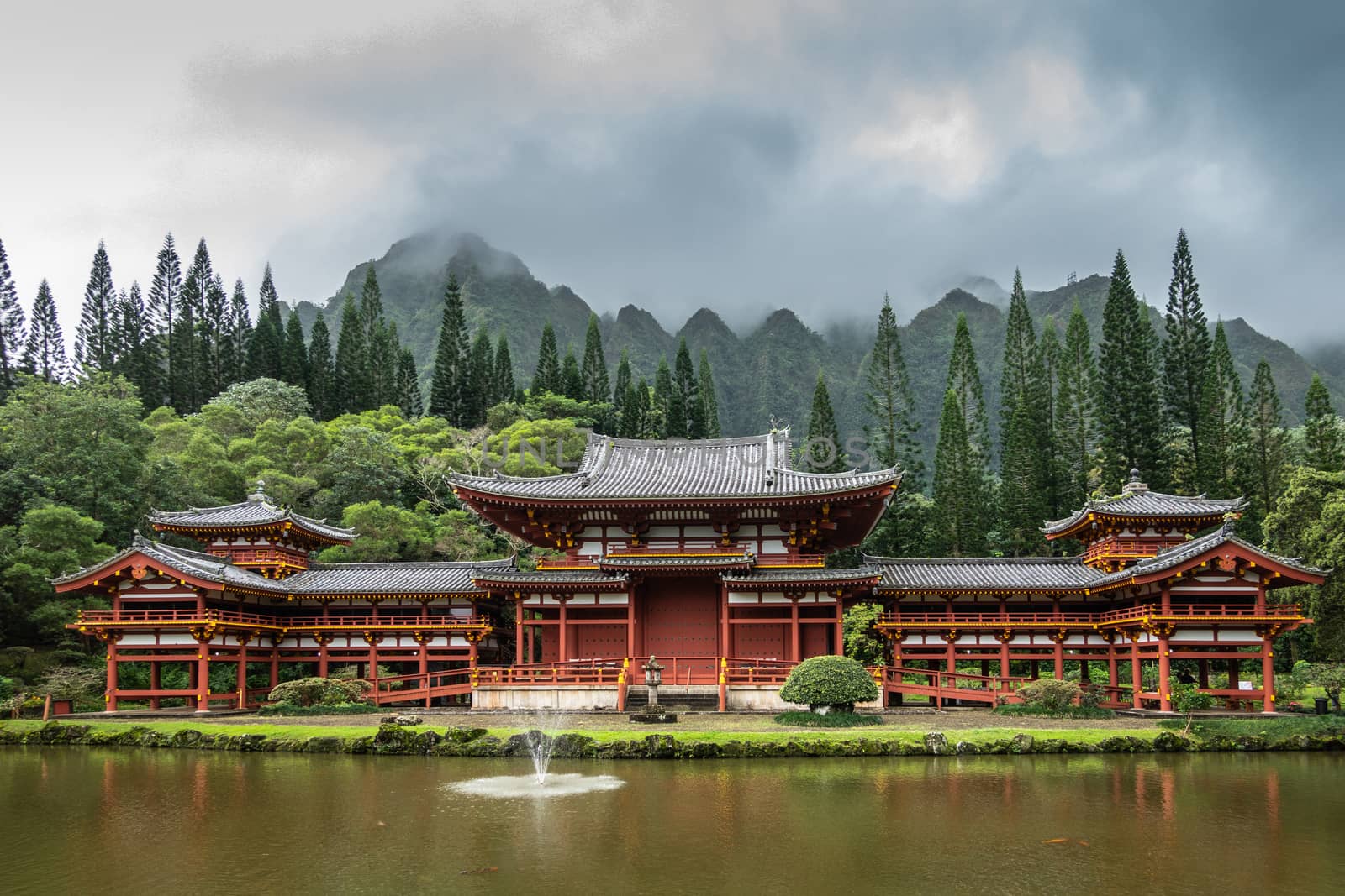 Byodo-in Buddhist temple in Kaneohe, Oahu, Hawaii, USA. by Claudine