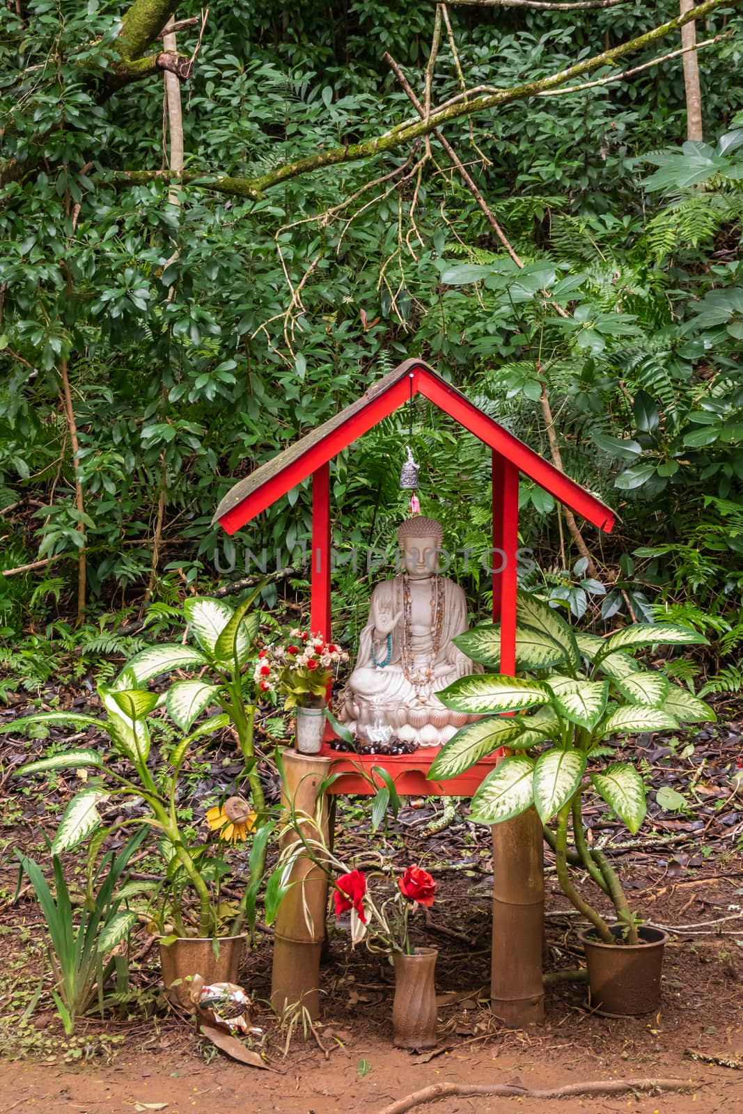 Bodhisattva shrine outside Byodo-in Buddhist temple in Kaneohe,  by Claudine