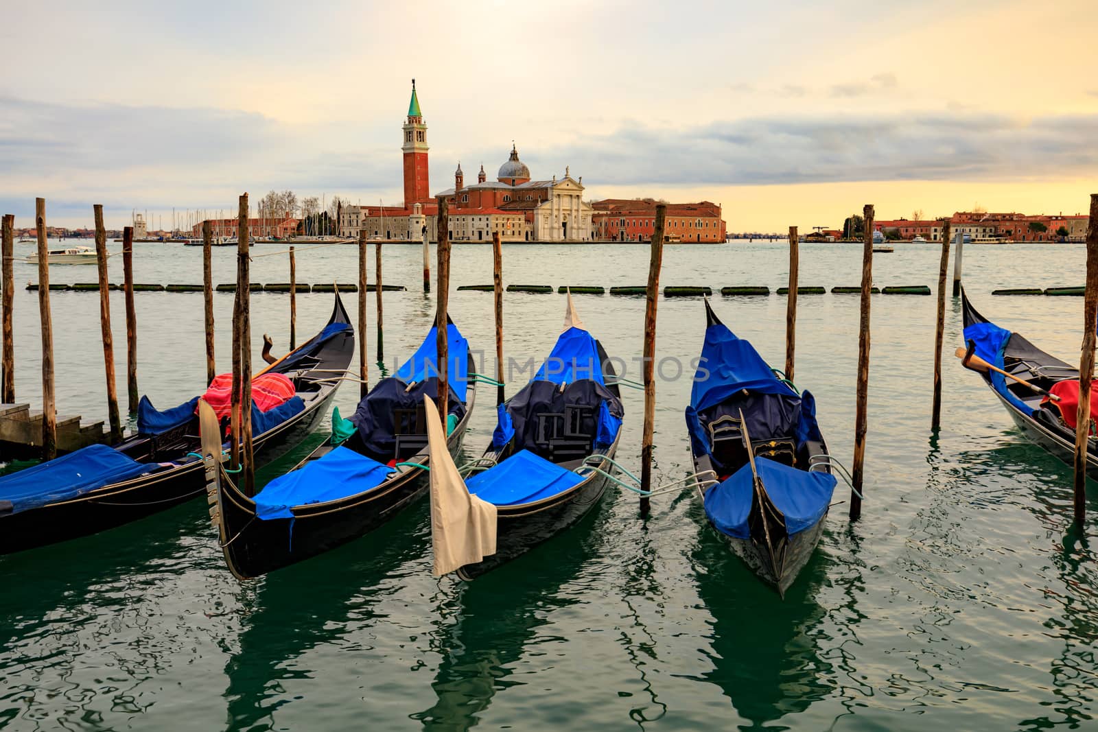 Venice looking over to San Giorgio Maggiore from near St Mark's Square in Italy. Venice Canal Grande with San Giorgio Maggiore church, Venice, Italy