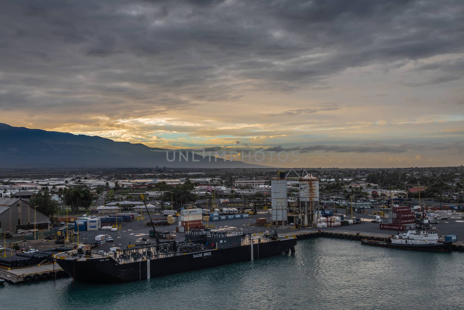 Hilo Bay Liquid tank Barge in the harbor of Kahului, Maui, Hawai by Claudine