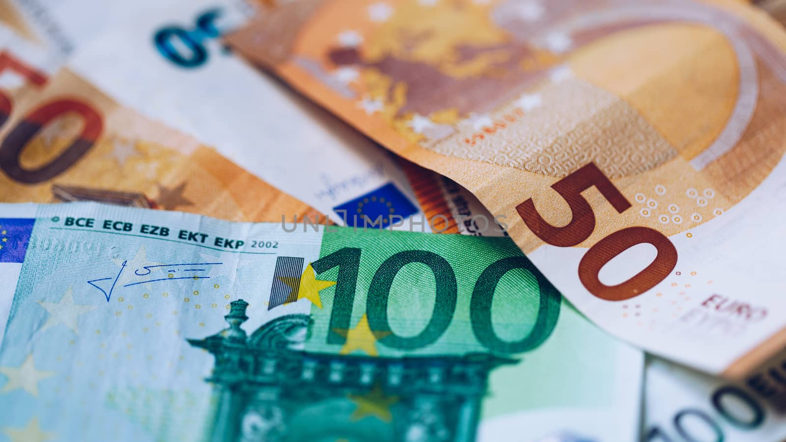 Euro money, Euro cash background. Banknotes of the european union. Euro cash. Many Euro banknotes of different values. 