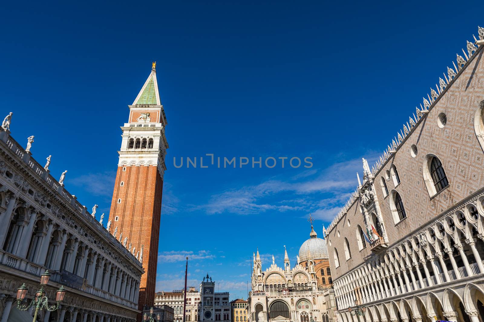 Piazza San Marco with Campanile. Venice, Italy. Campanile di Venezia located at Piazza San Marco, Italy