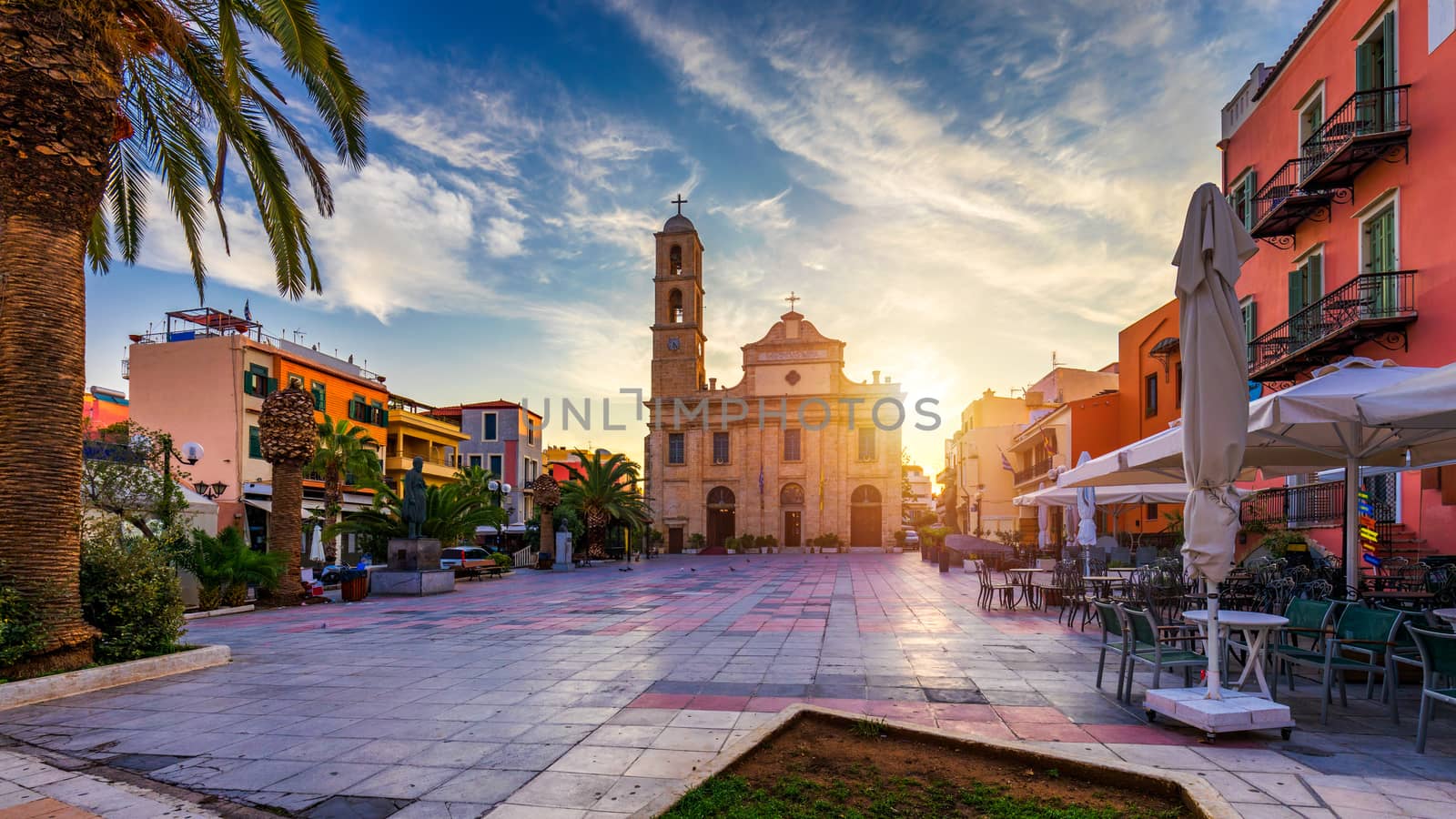 Square at Orthodox Cathedral in the old town of Chania on Crete, by DaLiu