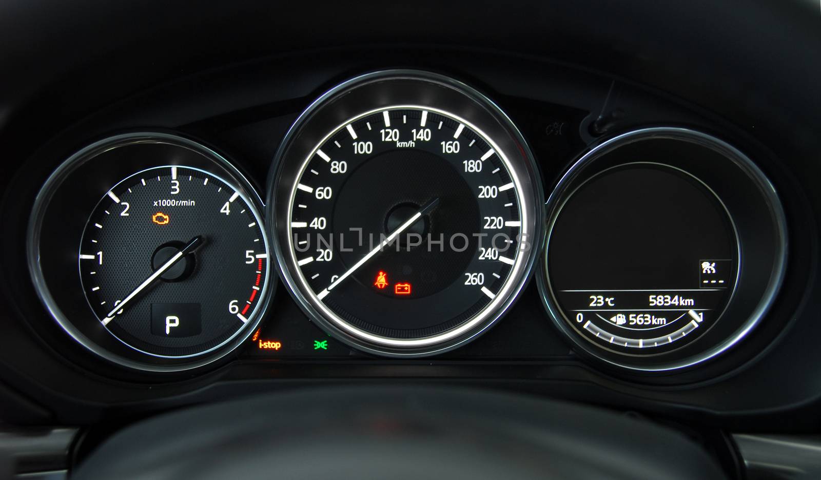 illuminated instrument panel with the passenger car