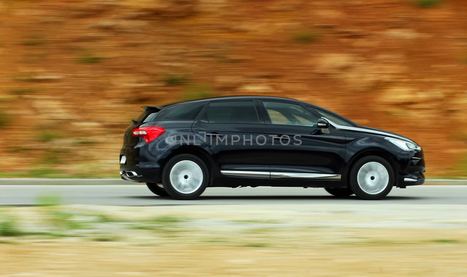 car photographed at high speeds