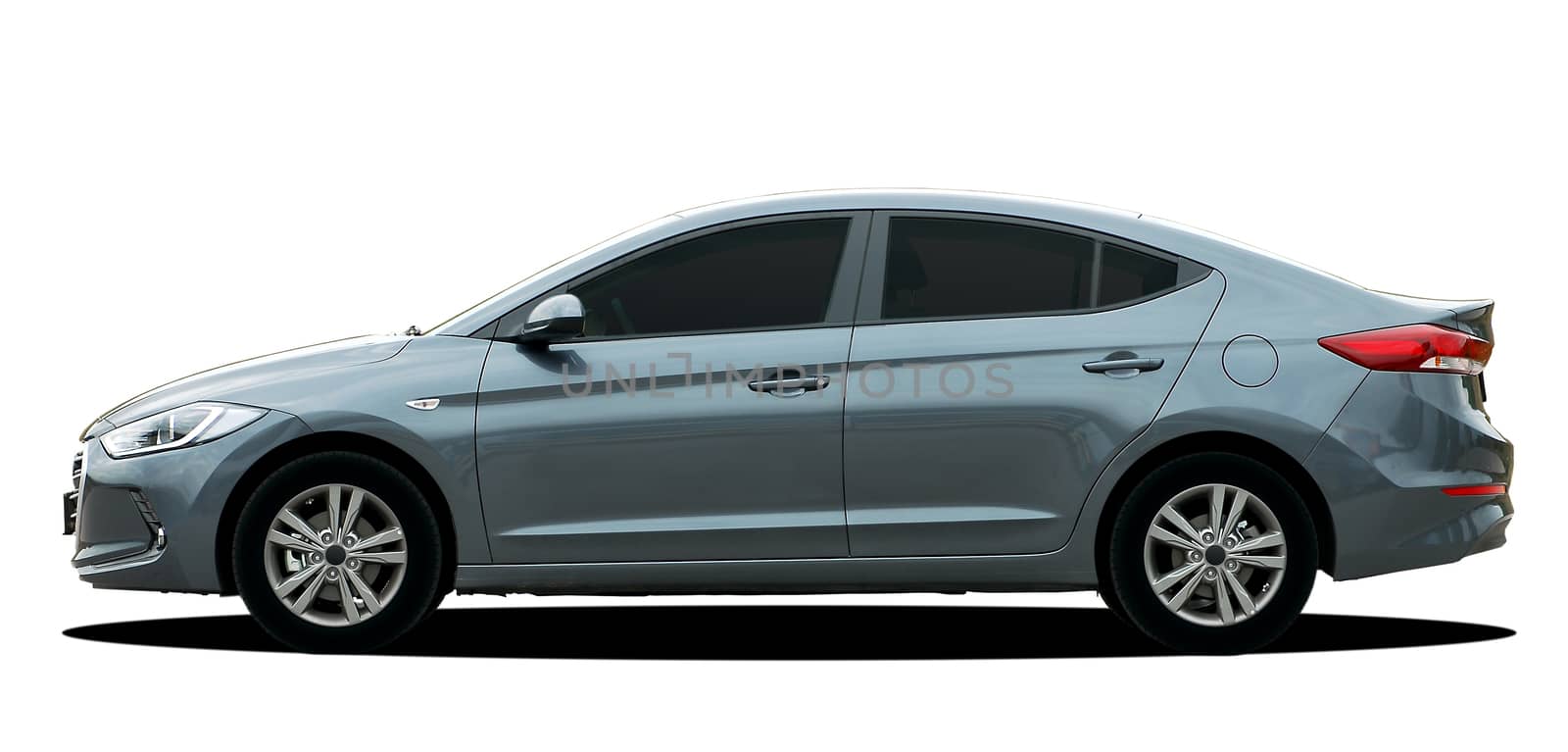 sedan, gray car on white background