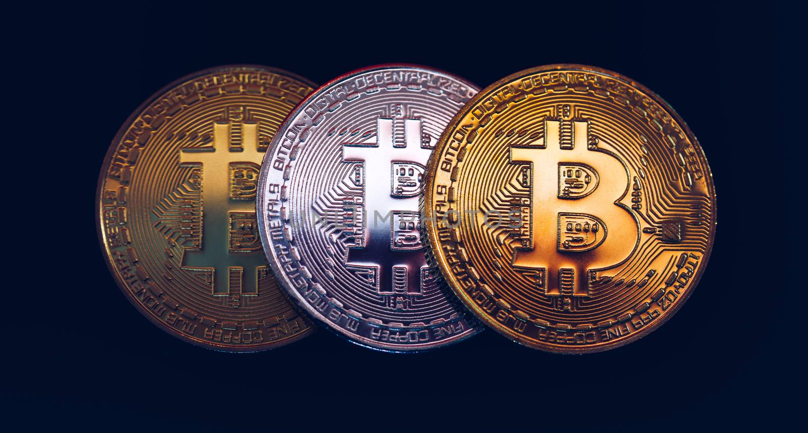 Bitcoin cryptocurrency (crypto currency). Silver Bitcoin and golden Bitcoin symbol. Bitcoin (BTC) cryptocurrency.