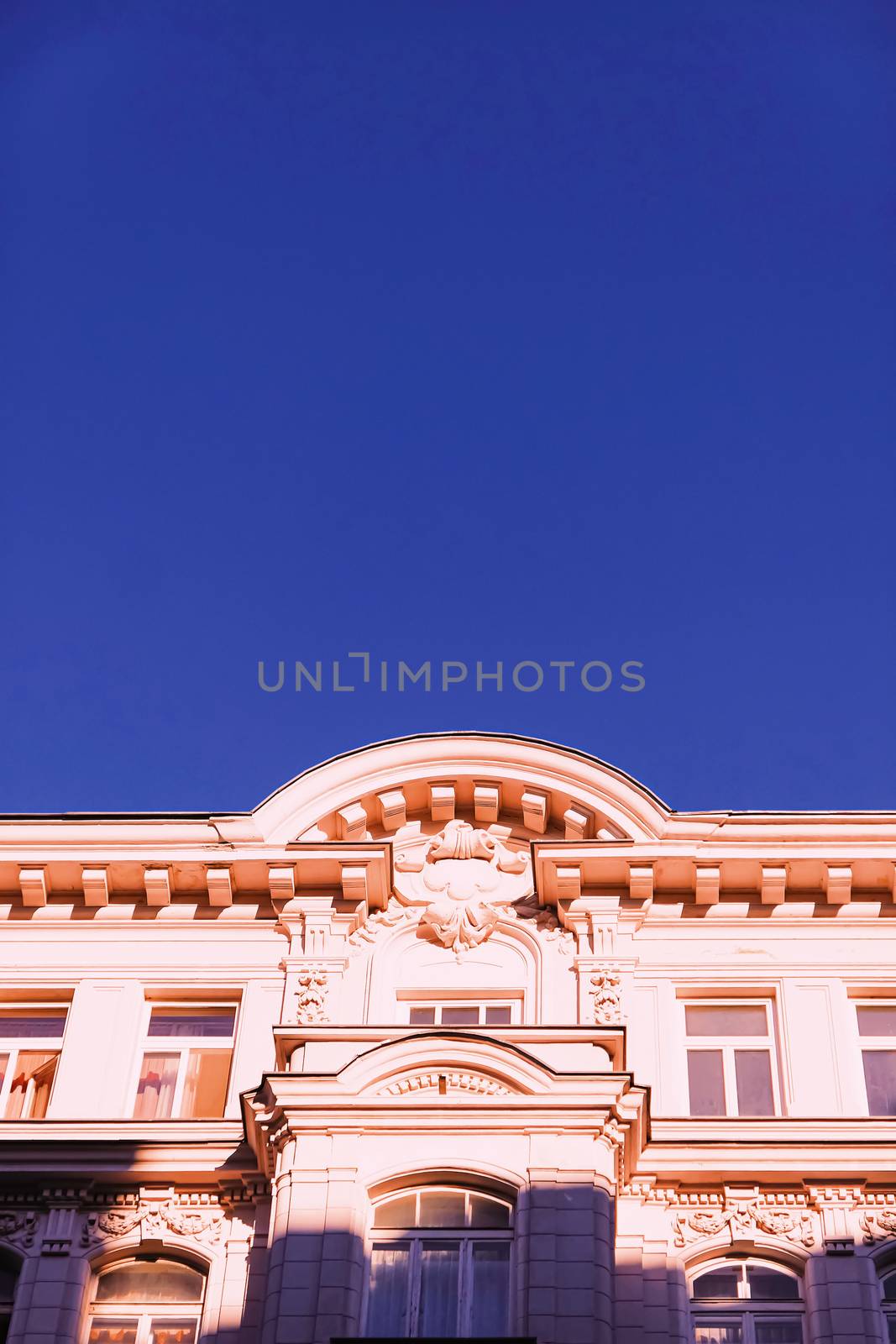 Exterior facade of classic building in the European city, architecture and design by Anneleven