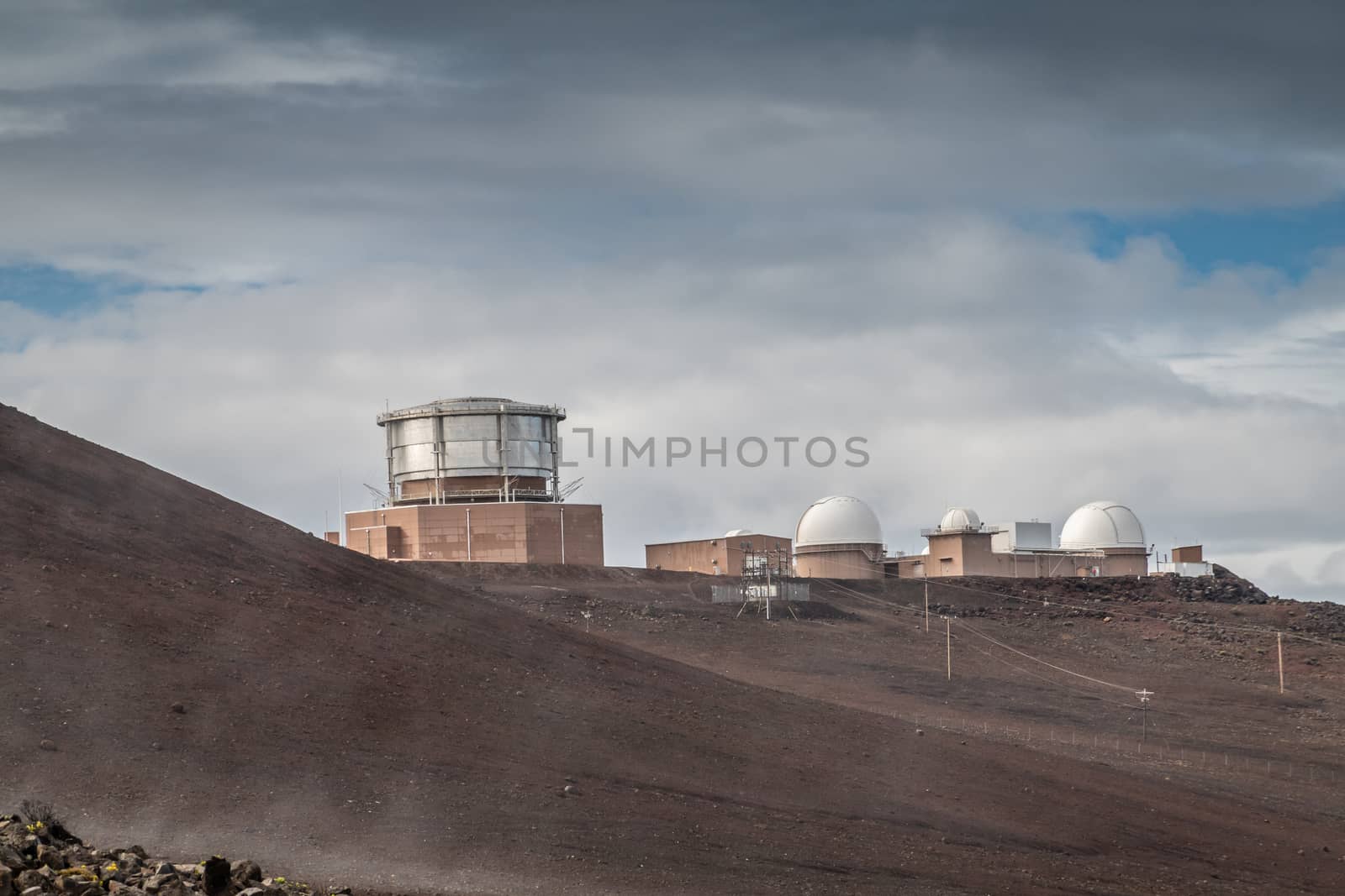 Buildings of Observatory on top of Haleakala Volcano, Maui, Hawa by Claudine