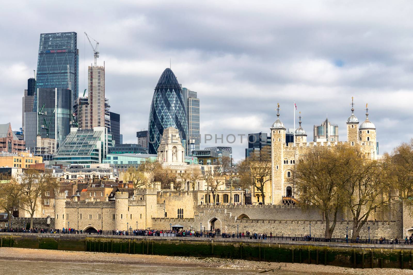 Skyscrapers of the City of London over the Thames , England