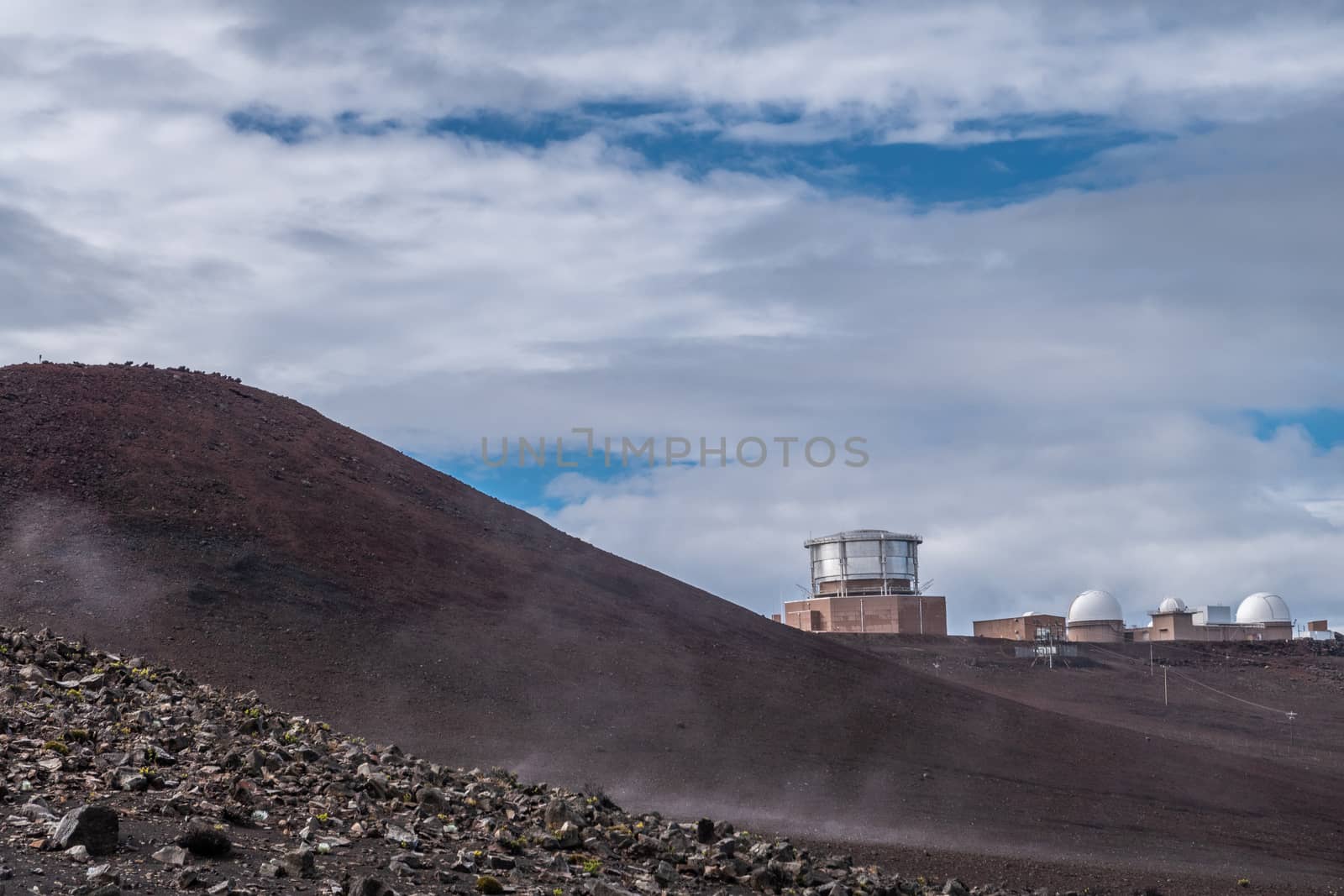 Buildings of Observatory on top of Haleakala Volcano, Maui, Hawa by Claudine