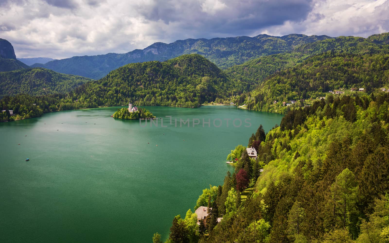 Lake Bled with St. Marys Church of Assumption on small island. Bled, Slovenia, Europe. The Church of the Assumption, Bled, Slovenia. The Lake Bled and Santa Maria Church near Bled, Slovenia.