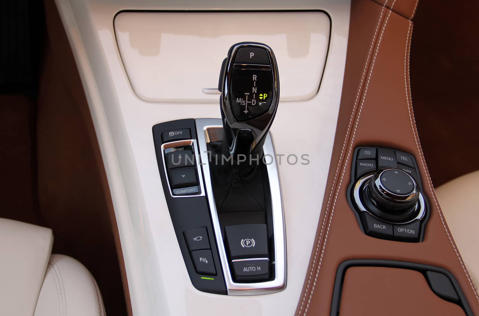 automatic selector lever in the passenger car and car panel buttons