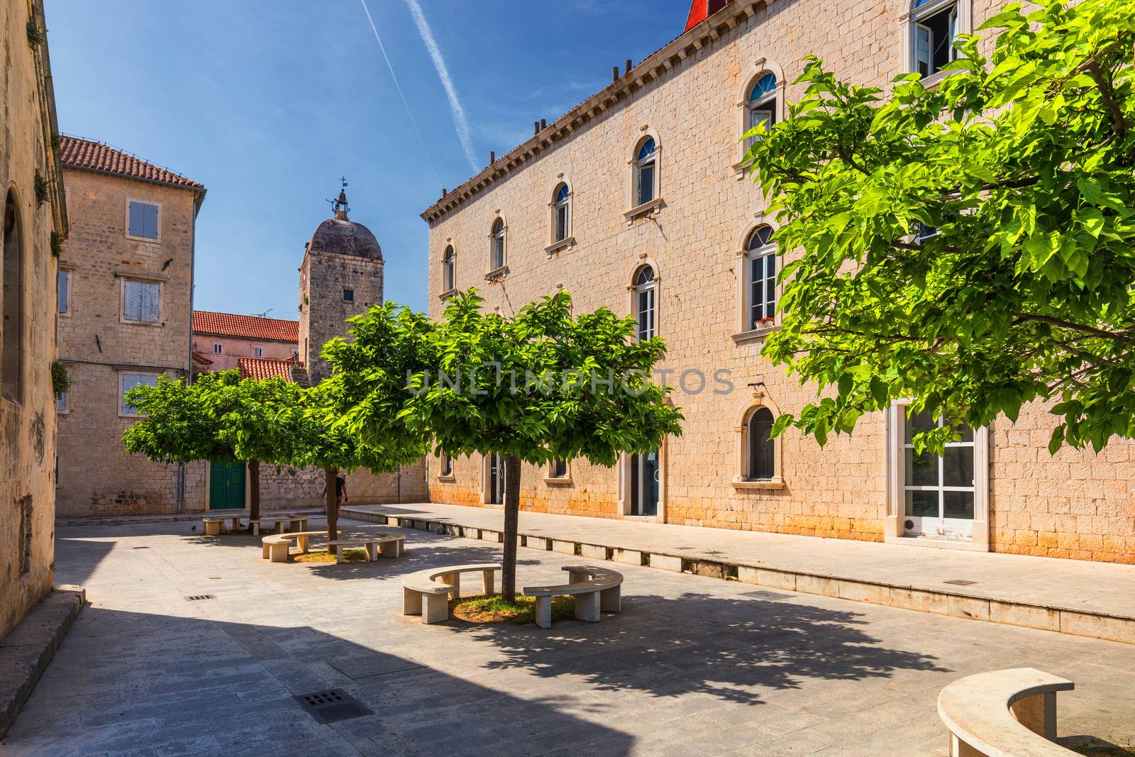 Old town of Trogir in Dalmatia, Croatia. Trogir old town. Near Split in Croatia. The picturesque and historical city of Trogir in Balkan, Dalmatia, Croatia.