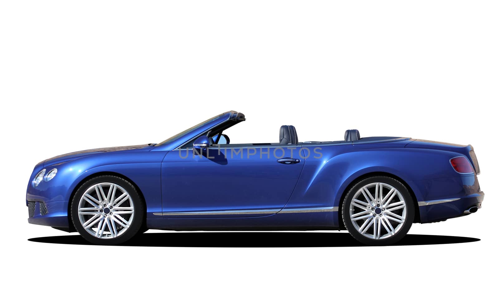 sporty luxury convertible on a white background