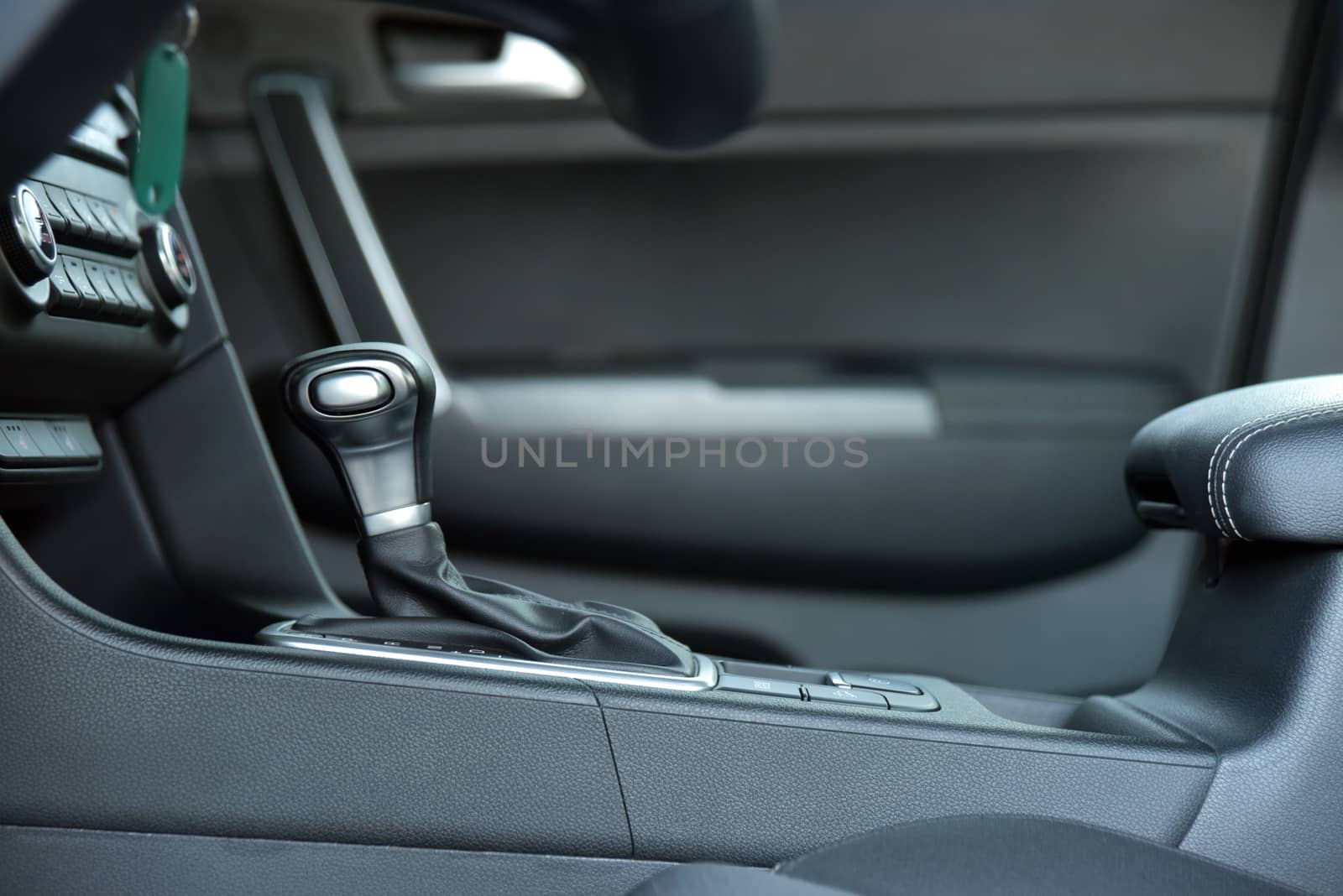 automatic selector lever in the passenger car