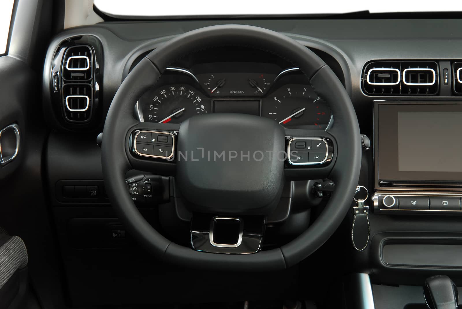 steering wheel in the new modern car