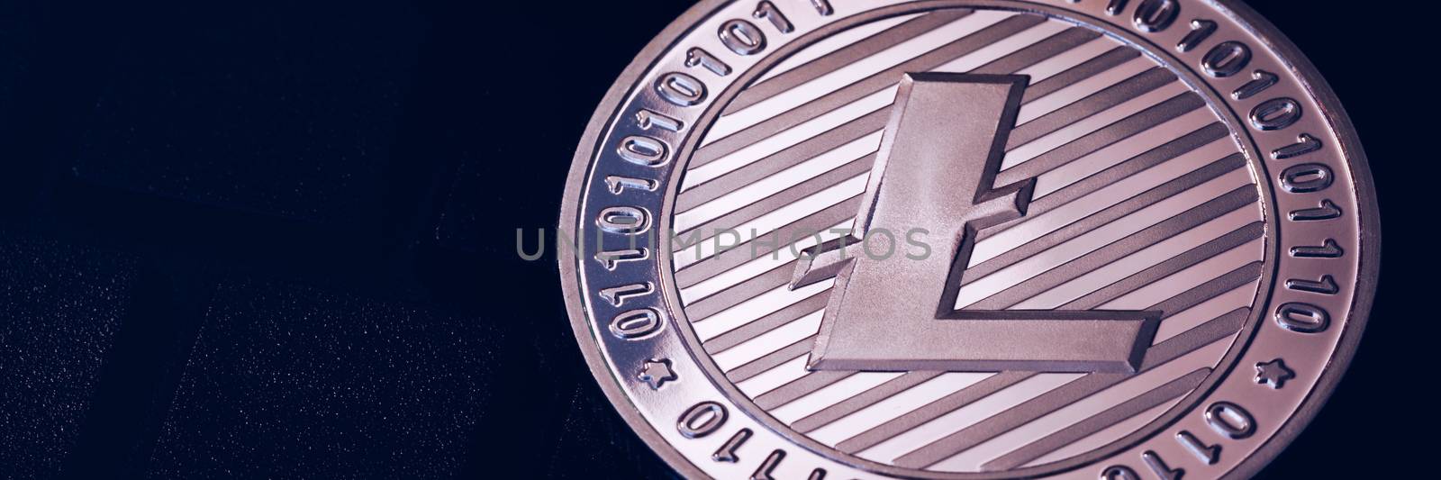 Litecoin cryptocurrency (crypto currency). Silver Litecoin coin with gold Litecoin symbol. Litecoin (ltc) cryptocurrency.