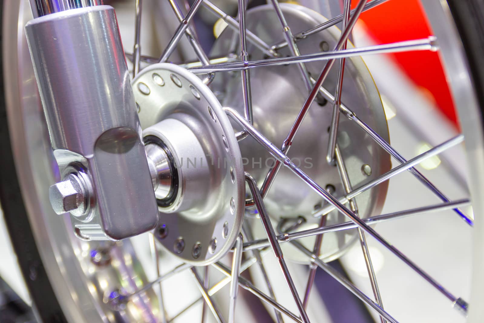 Motorcycle wheels, wire spokes of a motorcycle concept new design modern