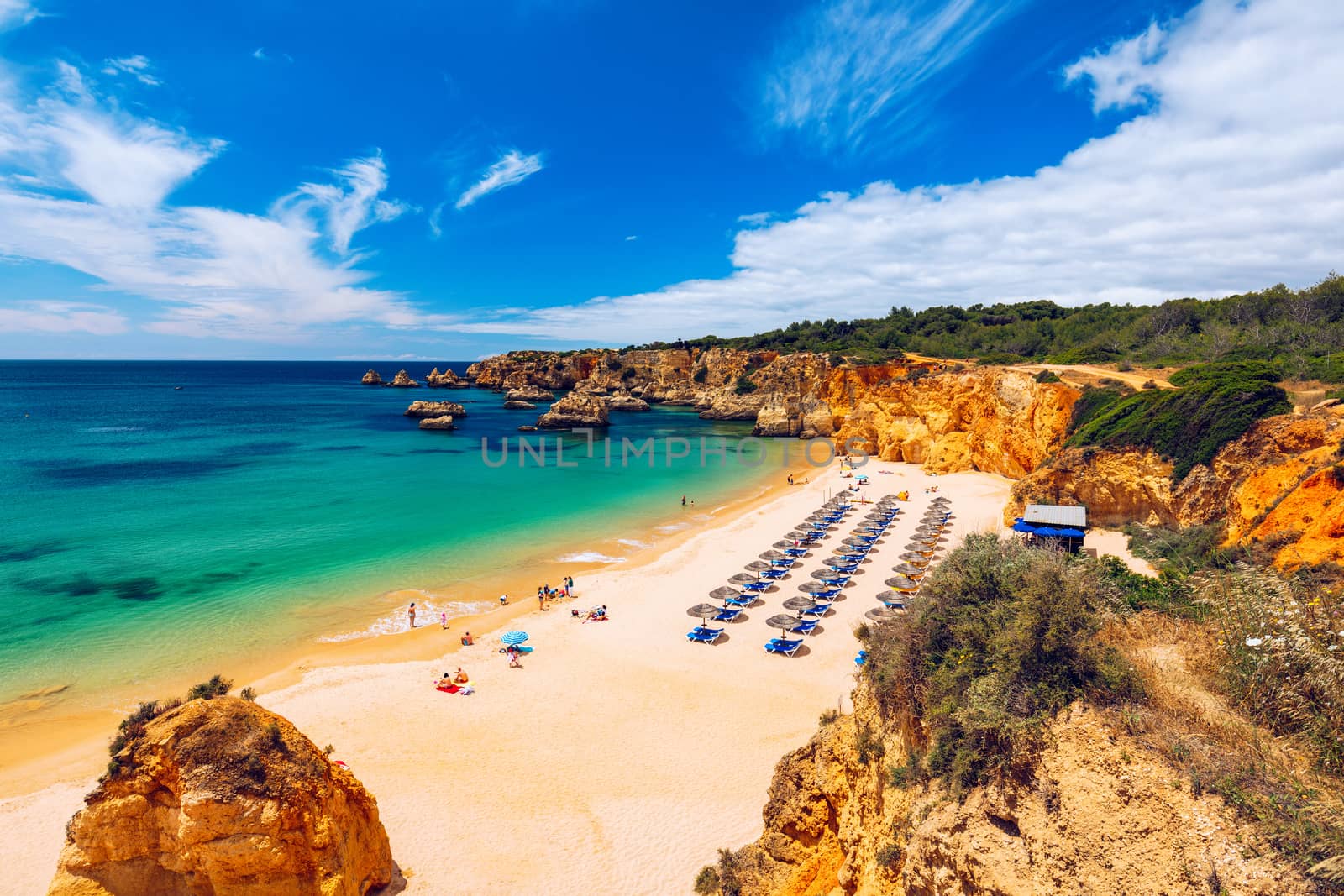 Beach of Barranco das Canas in Portimao, Algarve, Portugal. Praia do Barranco das Canas in Portimao, Portugal, Algarve.