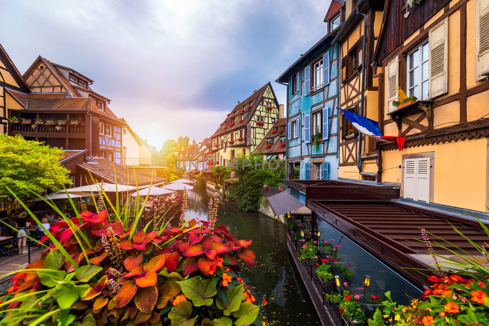 Colmar, Alsace, France. Petite Venice, water canal and traditional half timbered houses. Colmar is a charming town in Alsace, France. Beautiful view of colorful romantic city Colmar, France, Alsace.