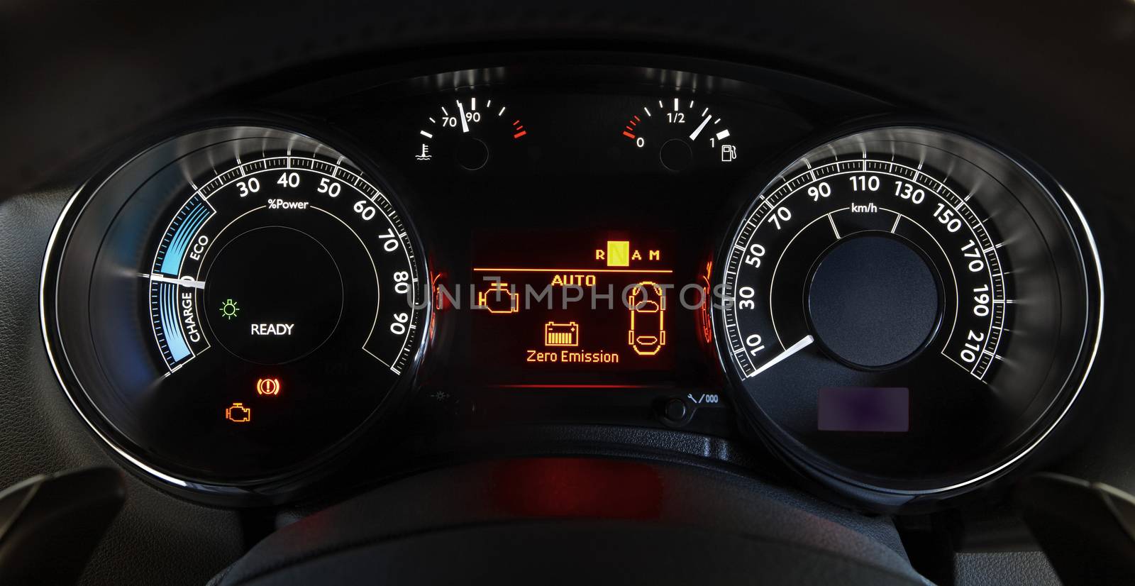 illuminated instrument panel with the passenger car