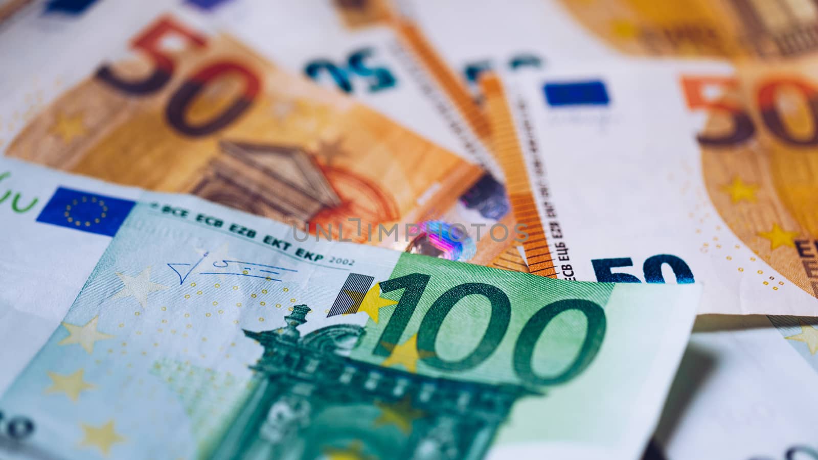 Euro money, Euro cash background. Banknotes of the european union. Euro cash. Many Euro banknotes of different values. 